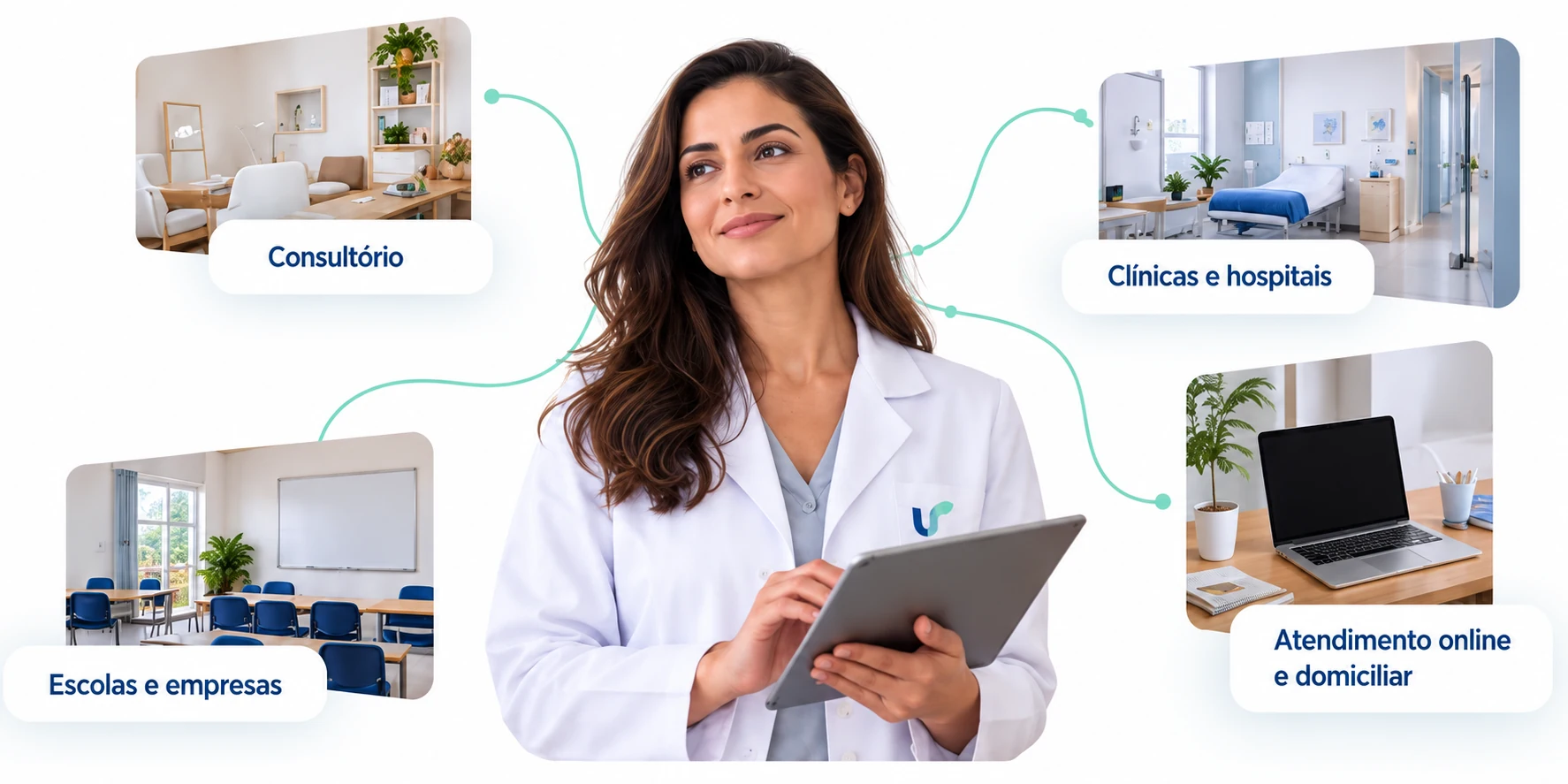 Fonoaudióloga e seus espaços de atuação: consultório, clínicas e hospitais, escolas e empresas, atendimento online e domiciliar